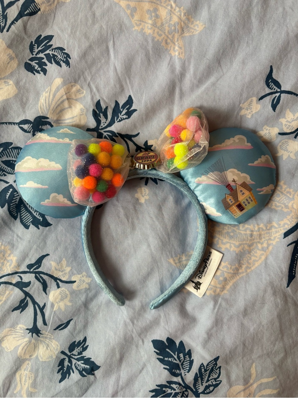 Disney Blue Up! Movie Pom Pom Ear Headband with Multi-Colored Accents